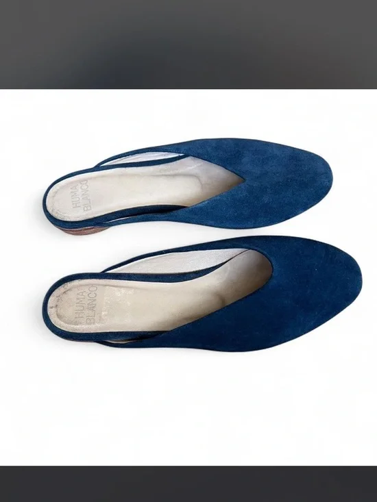 Huma Blanco Navy Blue Suede Mules - Picture 3 of 4